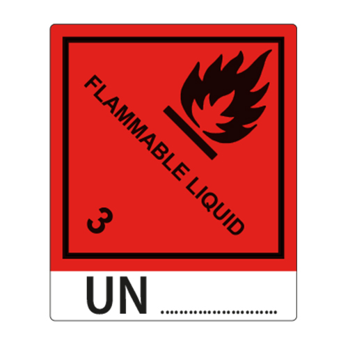 etykieta samoprzylepna ADR 3 materiały zapalne ciekle + numer UN